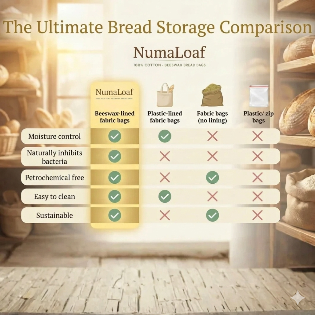 The NumaLoaf 100% Cotton-Beeswax Bread Bags